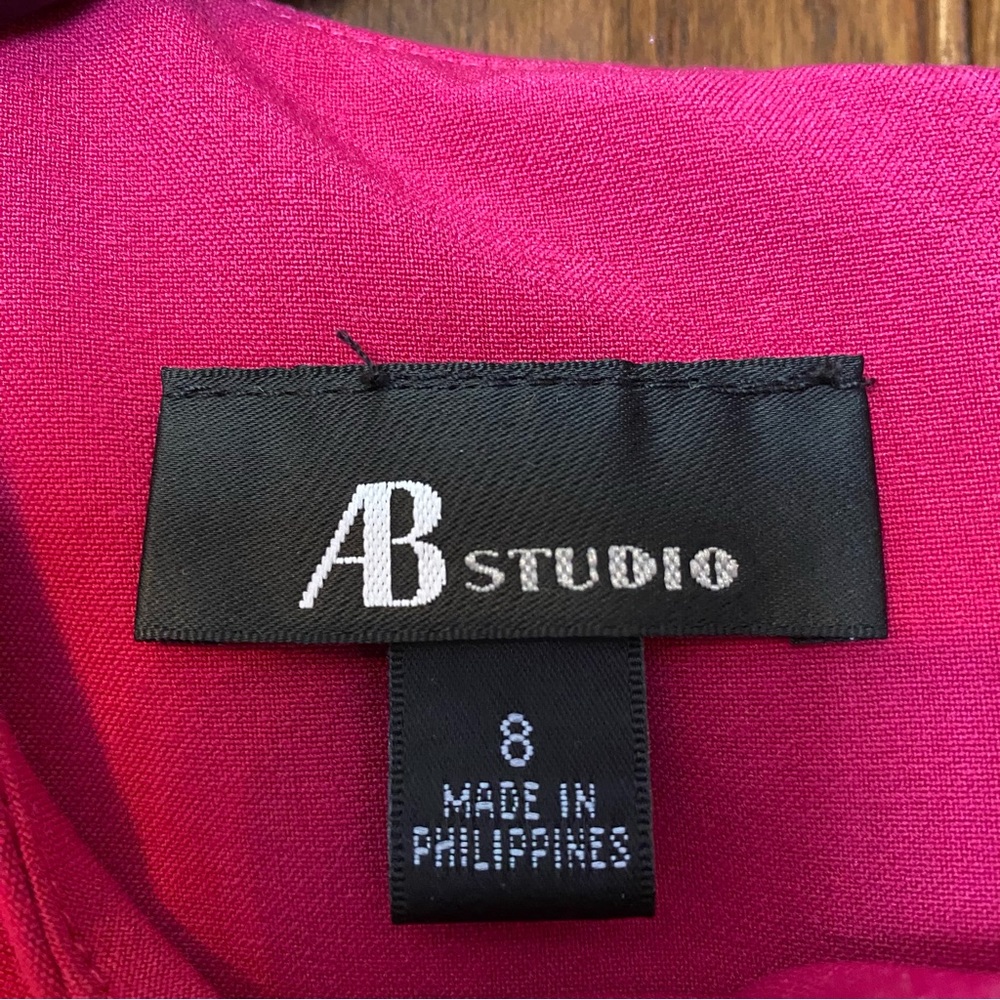 AB Studio Fuchsia Pink Fit and Flare Sleeveless Dress - Picture 5 of 9